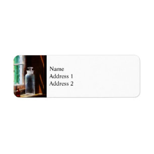 Etiqueta Botella de reactivo y frasco marrón pequeño