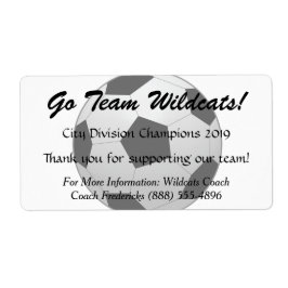 Etiqueta Botella de recaudación de fondos de Soccer Ball