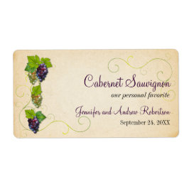 Etiqueta Botella de vino de uva horizontal