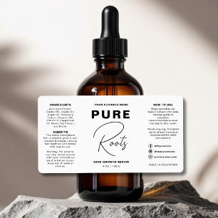 Etiqueta Botella minimalista de aceite de pelo blanco y neg