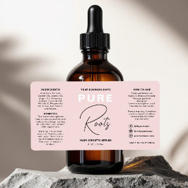 Etiqueta Botella minimalista Rubor de aceite de pelo rosado