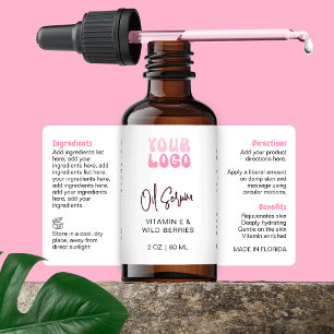 Etiqueta Botella Retro Pink de 2oz con cuentagotas y etique