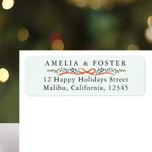 Etiqueta Bountiful Bow Border Return Address Palm Green