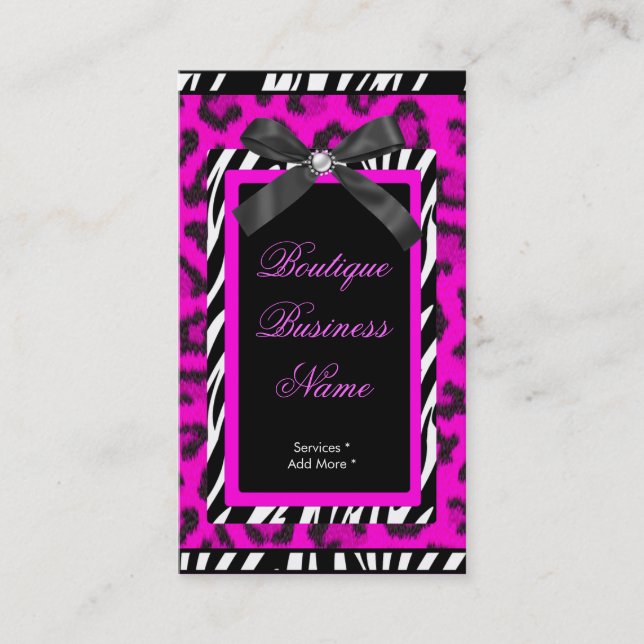Etiqueta Boutique cebra rosa caliente Leopardo (Anverso)