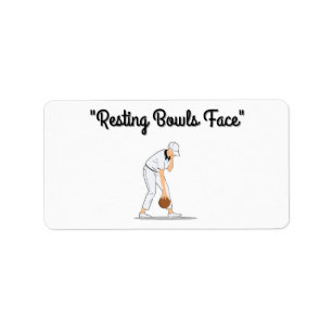 Etiqueta Bowls de césped: Cara de bolos en descanso