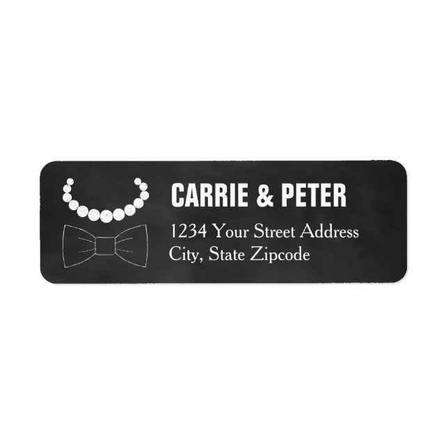 Etiqueta Bowties and Pearls Boda (Frente)