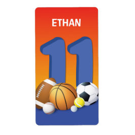 Etiqueta Boy 11th Birthday Sports Balls