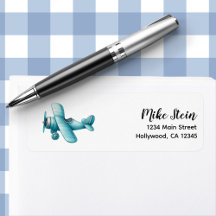 Boy Cute Blue Airplane Viajes Niños Personalizado