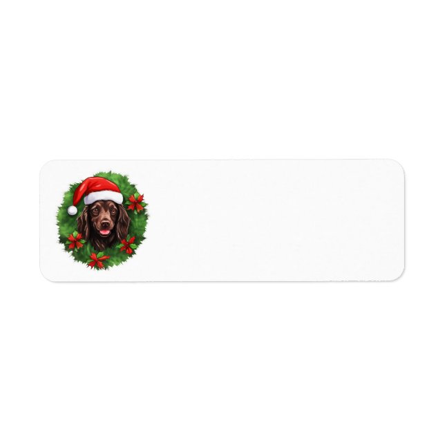 Etiqueta Boykin Spaniel Navidades Wreath (Frente)