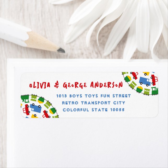 Etiqueta Boys Toyys Transporte Autobús Truck Train Direcció (In situ)