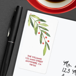 Etiqueta Branch and Berries Christmas Return Address
