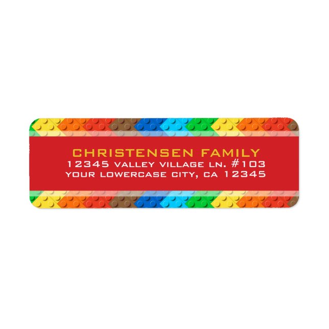 Etiqueta Bricks Toy Construcción Fiesta de Cumpleaños (Frente)