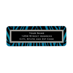 Etiqueta Bright Blue and Black Zebra Stripes