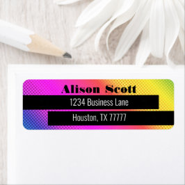 Etiqueta Brillante Neon Rainbow Modern Business Return Addr
