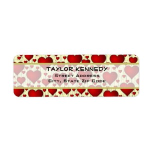 Etiqueta Brillante Red Romantic Hearts Pattern