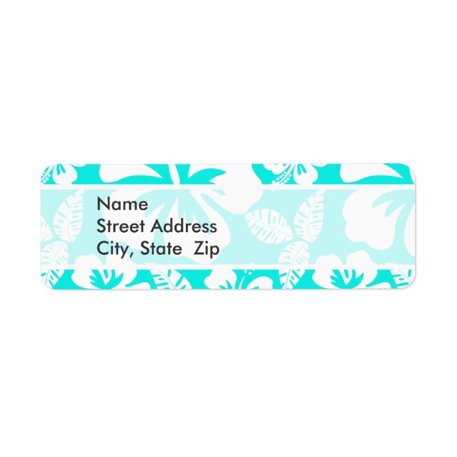 Etiqueta Brillante Turquesa Tropical Hibiscus (Frente)