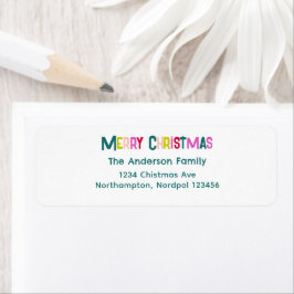 Etiqueta Brillante y alegre Feliz Navidad Pine Verde