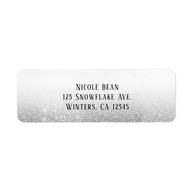 Etiqueta Brillo Glam Glitter Plateado Blanco (Frente)