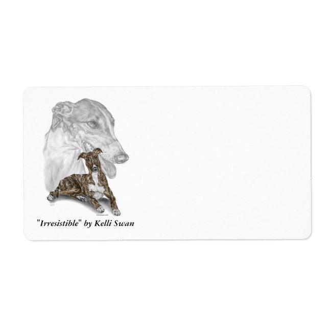 Etiqueta Brindle Greyhound Dog Art (Frente)
