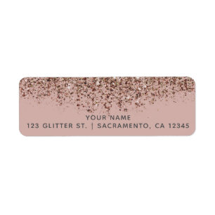 Etiqueta Bronce Dorado Glitter Glam Party Taupe Rosa