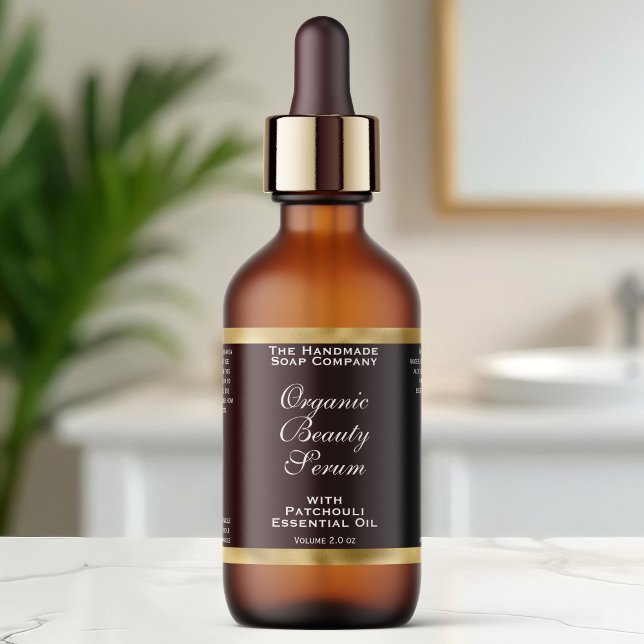 Etiqueta Brown and Gold Cosmetics Dropper Bottle Label (Subido por el creador)