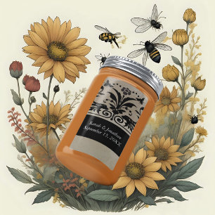 Etiqueta Brown Bumble Bee Damask Save the Date