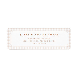 Etiqueta Brown Gingham Teddy Bear Neutral Baby Shower Paper