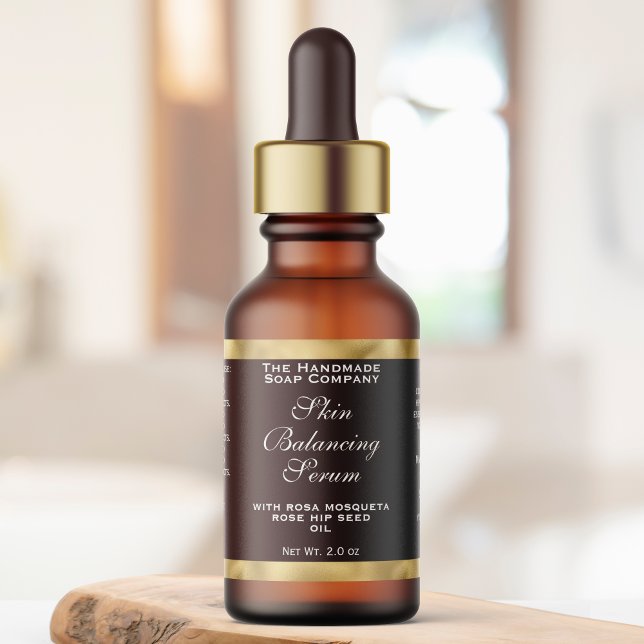 Etiqueta Brown & Gold Small Cosmetics Dropper Bottle Label  (Subido por el creador)