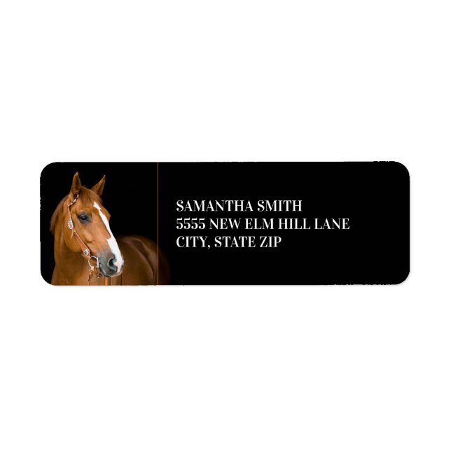 Etiqueta Brown Quarter Horse Photo Black (Frente)