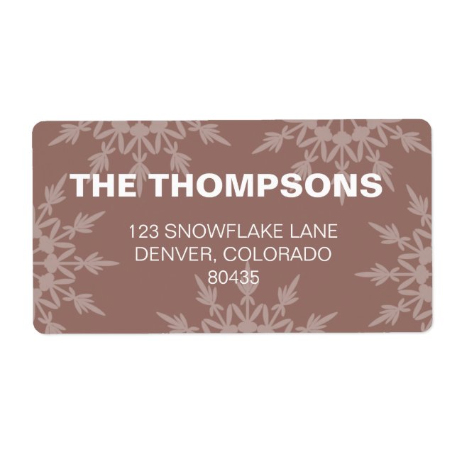 Etiqueta Brown Snowflakes  holiday addresss label (Frente)