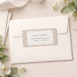 Etiqueta Brown Stripe Lace Doily Wedding Return Address