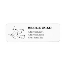 Etiqueta Bruja Voladora Starry | Elegante dirección de reto