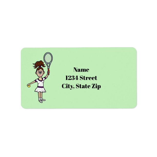 Etiqueta Brunette Female Tennis Player Address Labels (Frente)