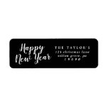 Etiqueta Brushed Happy New Year Return Address Label<br><div class="desc">These brushed happy new year return address labels are perfect for a simple holiday card or invitation. The unique and artistic design features modern calligraphy in black and white.</div>