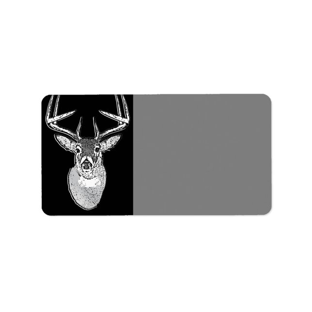 Etiqueta Buck on Black design White Tail Deer (Frente)