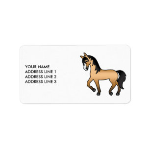 Etiqueta Buckskin Personalizado trotando caballo y Personal