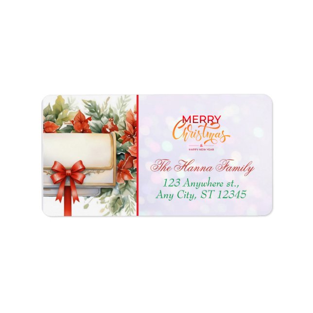 Etiqueta Bucle de Navidad Personalizado "Feliz Navidad" (Frente)