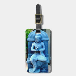 etiqueta buddha de piedra azul