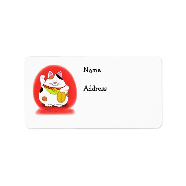 Etiqueta Buena suerte Maneki Neko (Frente)