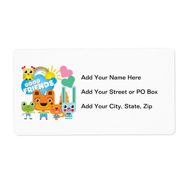 Etiqueta Buenos amigos de los animales (Frente)