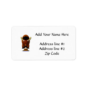 Etiqueta Búfalo lindo con carne en las alas de Weck y Búfal