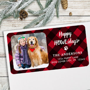 Etiqueta Búfalo Rojo Tocado Happy HOWLidays Foto Personaliz