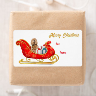 Etiqueta Buff Cocker Spaniel Dog Navidades Sleigh Gift Etiq