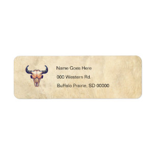 Etiqueta Buffalo Bison Skull Tan Leather