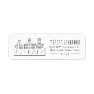 Etiqueta Buffalo, Nueva York Estilizada Skyline 