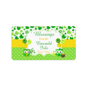 Etiqueta Búhos Lindos Bendiciones Día de San Patricio