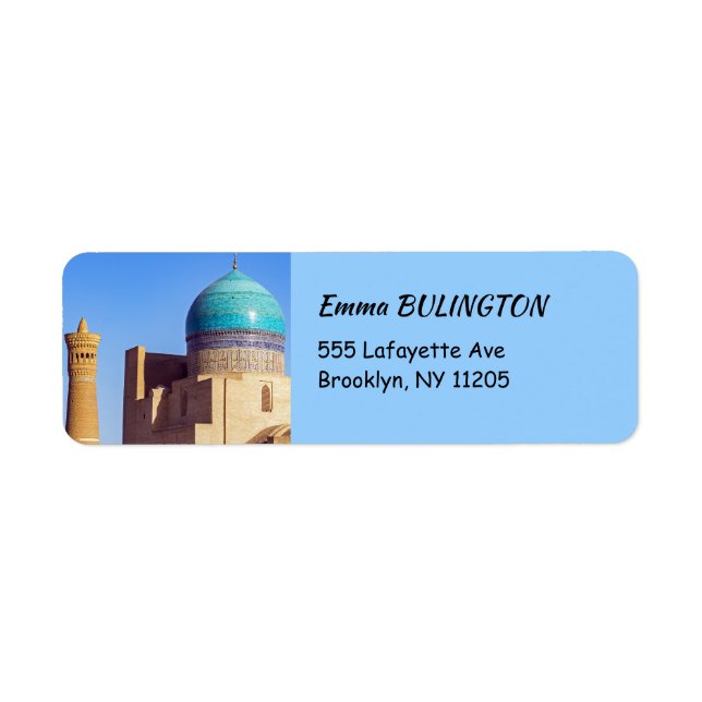 Etiqueta Bukhara, Uzbekistán - Mezquita Kalyan (Frente)
