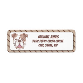 Etiqueta Bulldog con franjas diagonales marrones