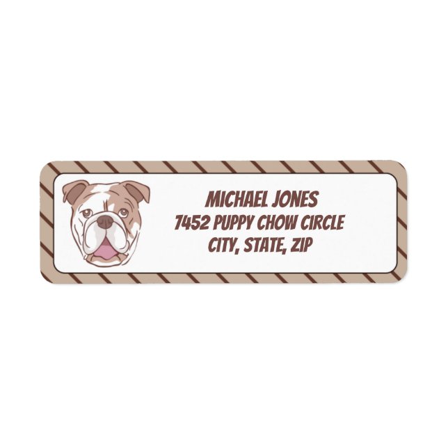 Etiqueta Bulldog con franjas diagonales marrones (Frente)