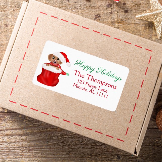 Etiqueta Bulldog de pipa en vacaciones felices de Santa Bag (Subido por el creador)